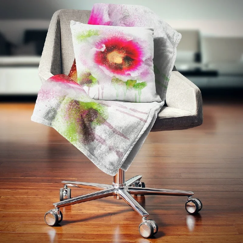 Synthetic fiber blend blankets for a budget - friendly choiceSynthetic fiber blend blankets for a budget - friendly choiceDesignart 'Poppy with Green Watercolor Splashes' Floral Throw Blanket
