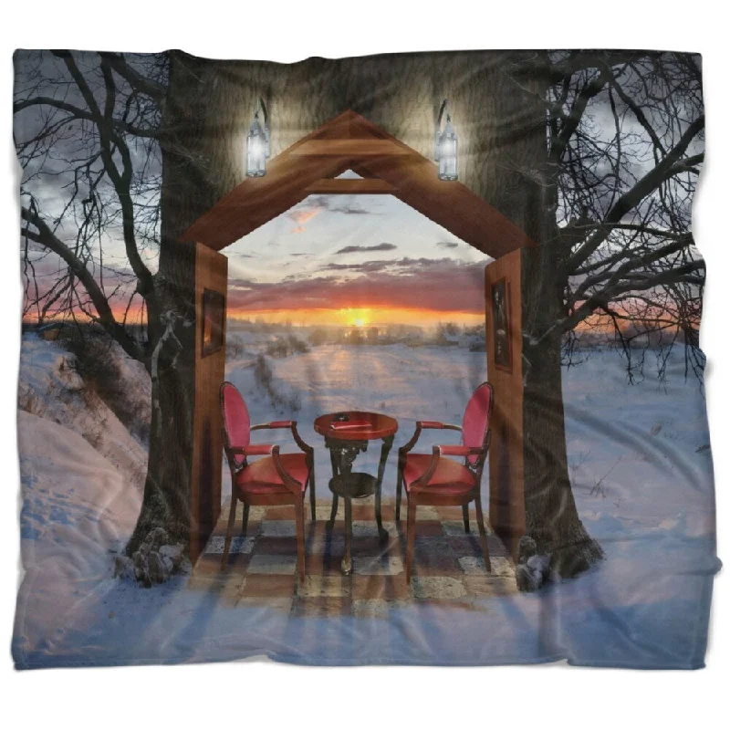 Chenille blankets with a thick and fuzzy textureChenille blankets with a thick and fuzzy textureDesignart 'Home Shaped Trees Collage' Landscape Fleece Throw Blanket