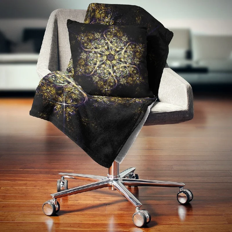 Chenille blankets with a thick and fuzzy textureChenille blankets with a thick and fuzzy textureDesignart 'Black Yellow Fractal Flower Pattern' Abstract Throw Blanket