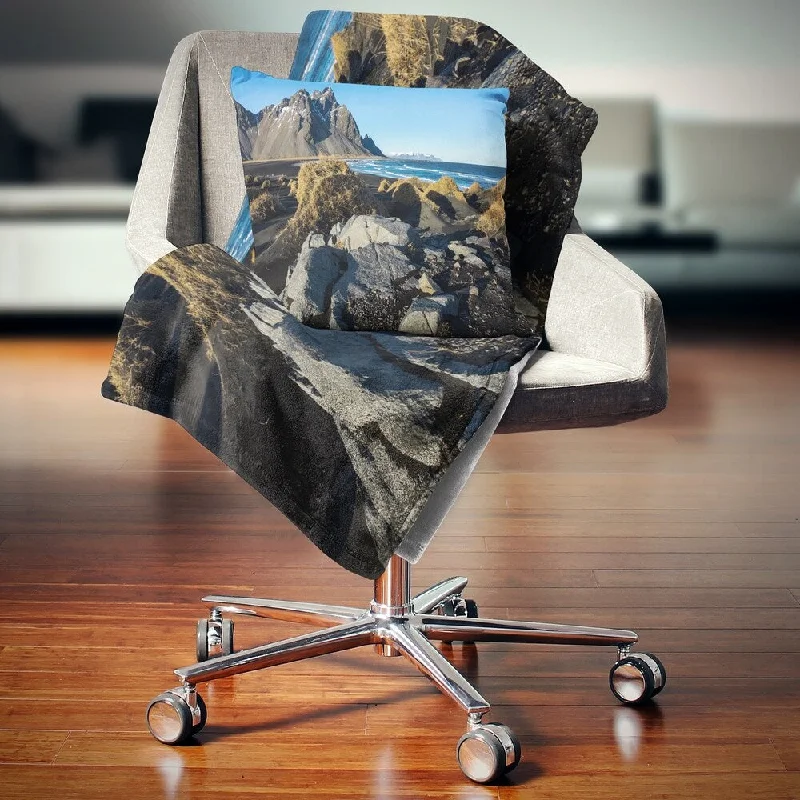 Mohair blankets with a unique sheen and softnessMohair blankets with a unique sheen and softnessDesignart 'Rocky Stokksness Iceland' Landscape Fleece Throw Blanket