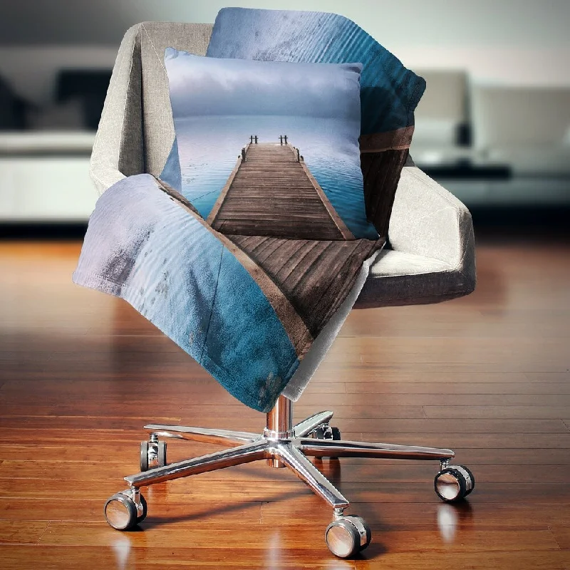 Recycled polyester blankets for an eco - conscious optionRecycled polyester blankets for an eco - conscious optionDesignart 'Wooden Pier under Foggy Sky' Seascape Throw Blanket