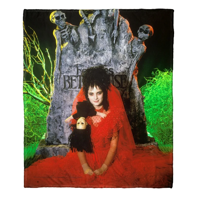 Recycled polyester blankets for an eco - conscious optionRecycled polyester blankets for an eco - conscious optionENT 236 Beetlejuice Silk Touch Throw Blanket, 50" x 60", Here Lies Beetlejuice Recycled polyester blankets for an eco - conscious optionRecycled polyester blankets for an eco - conscious optionENT 236 Beetlejuice Silk Touch Throw Blanket, 50" x 60", Here Lies Beetlejuice