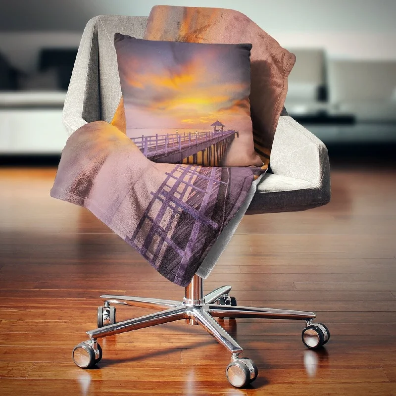 Synthetic fiber blend blankets for a budget - friendly choiceSynthetic fiber blend blankets for a budget - friendly choiceDesignart 'Seashore with Long Wooden Pier' Pier Seascape Throw Blanket