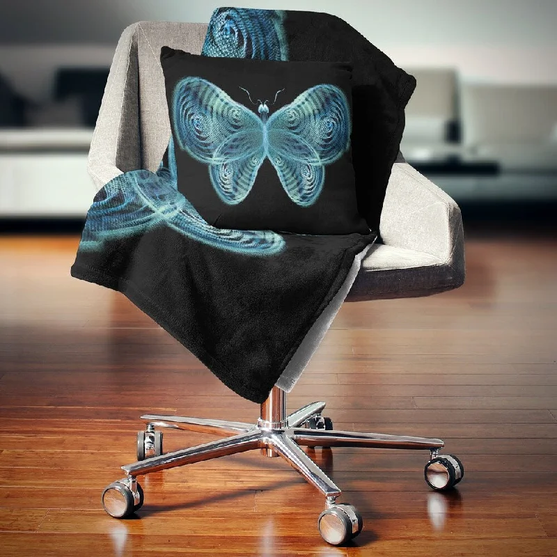 Cotton blankets for breathability and a lightweight feelCotton blankets for breathability and a lightweight feelDesignart 'Light Blue Fractal Butterfly in Dark' Abstract Throw Blanket Cotton blankets for breathability and a lightweight feelCotton blankets for breathability and a lightweight feelDesignart 'Light Blue Fractal Butterfly in Dark' Abstract Throw Blanket