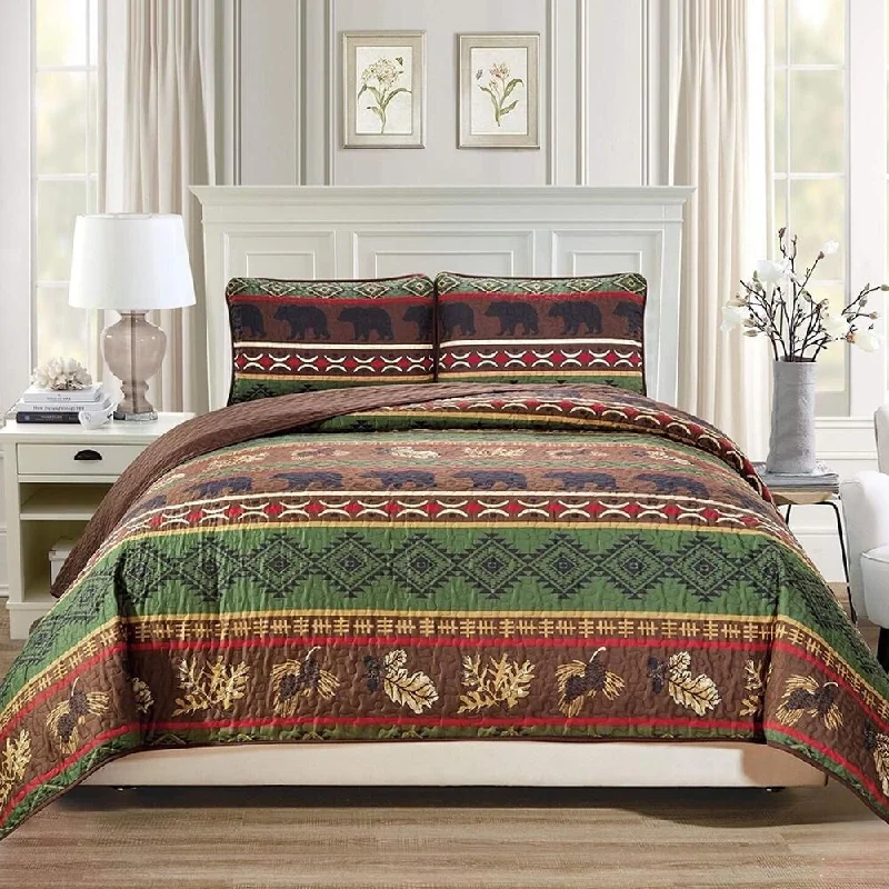 Cotton blankets for breathability and a lightweight feelCotton blankets for breathability and a lightweight feelQueen Size Rustic Western Southwestern Quilt Set Brown