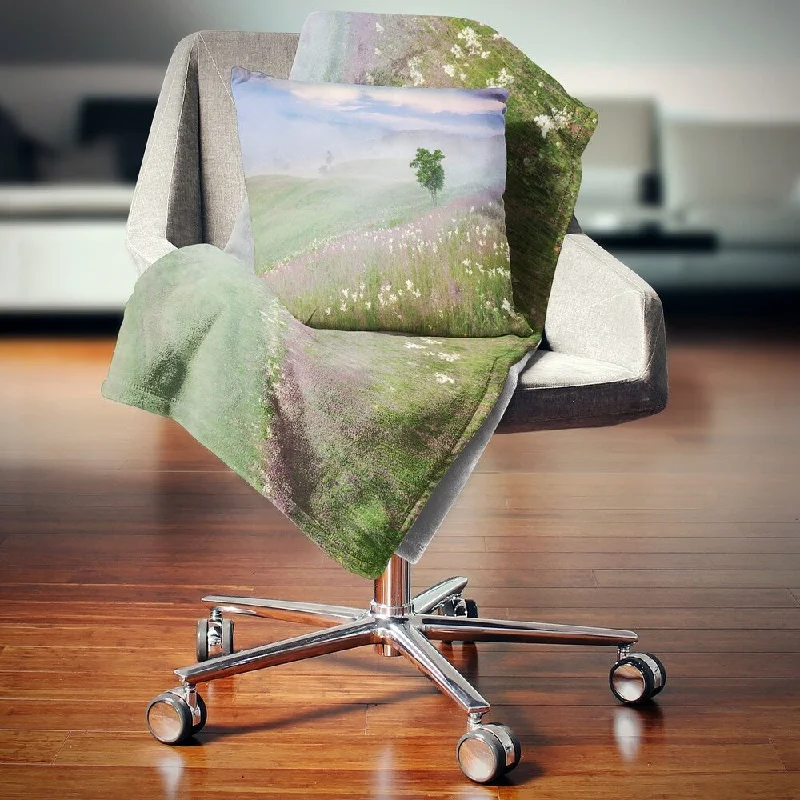 Linen blankets with a rustic and textured lookLinen blankets with a rustic and textured lookDesignart 'Foggy Summer Morning in Mountains' Landscape Fleece Throw Blanket