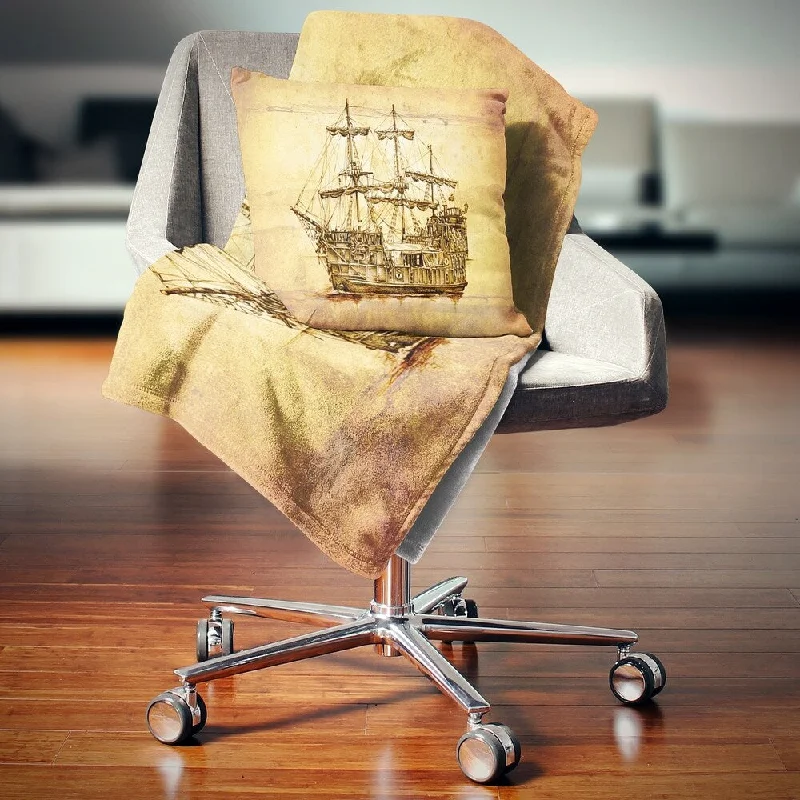 Mohair blankets with a unique sheen and softnessMohair blankets with a unique sheen and softnessDesignart 'Brown Ancient Moving Boat' Seashore Wall Throw Blanket