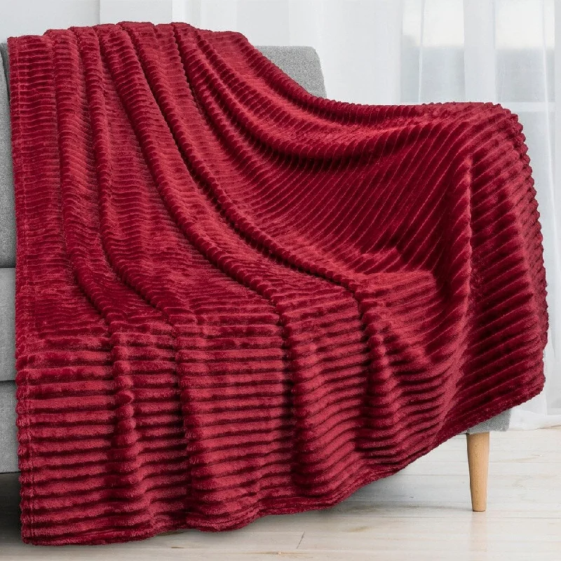Rayon from bamboo blankets for a silky and breathable feelRayon from bamboo blankets for a silky and breathable feel60" x 80" Throw Stripe Flannel Fleece Blanket Wine Red Rayon from bamboo blankets for a silky and breathable feelRayon from bamboo blankets for a silky and breathable feel60" x 80" Throw Stripe Flannel Fleece Blanket Wine Red