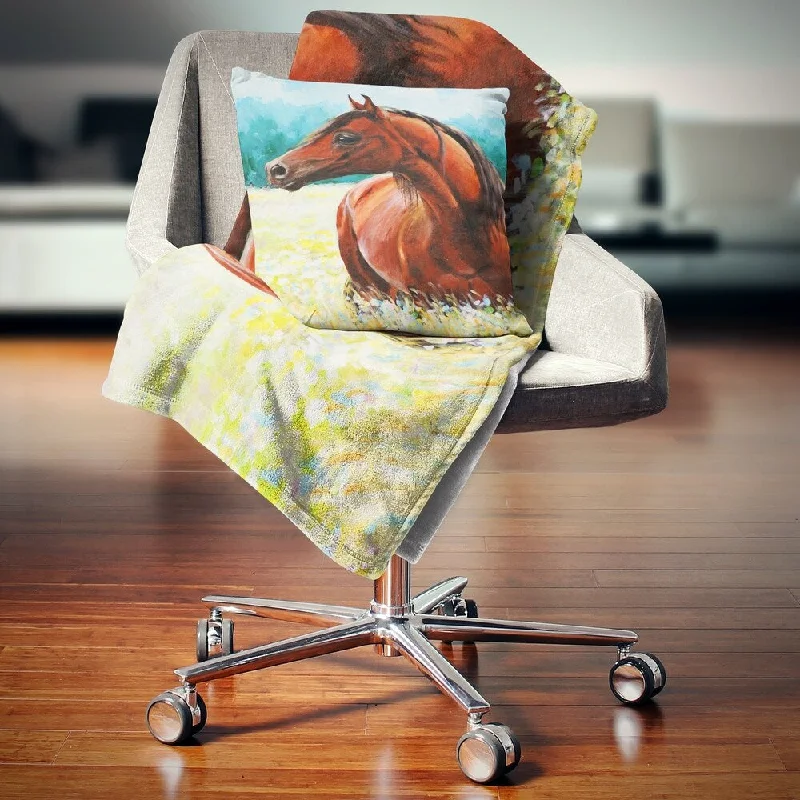 Queen - size blankets for standard - sized bedsQueen - size blankets for standard - sized bedsDesignart 'Brown Arabian Horse Painting' Abstract Throw Blanket Queen - size blankets for standard - sized bedsQueen - size blankets for standard - sized bedsDesignart 'Brown Arabian Horse Painting' Abstract Throw Blanket