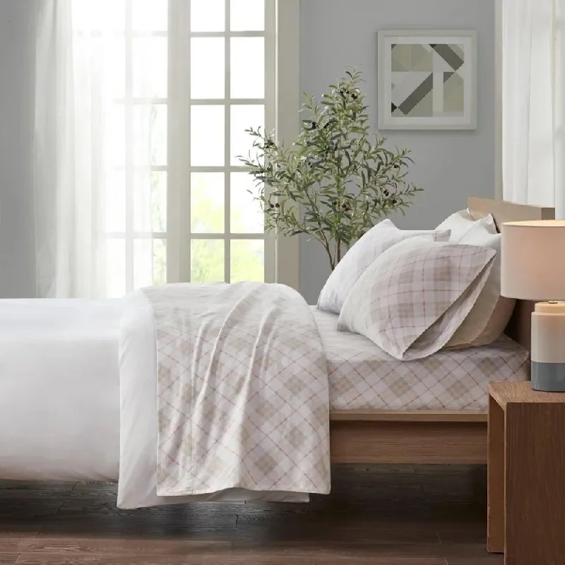 Linen blankets with a rustic and textured lookLinen blankets with a rustic and textured lookKing Cozy Cotton Flannel Printed Deep Pocket Sheet Set Pink Plaid