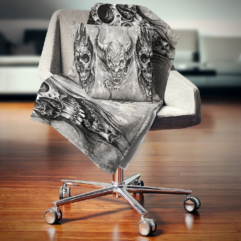 Cotton blankets for breathability and a lightweight feelCotton blankets for breathability and a lightweight feelDesignart '3 Demons Tattoo Sketch' Abstract Portrait Throw Blanket Cotton blankets for breathability and a lightweight feelCotton blankets for breathability and a lightweight feelDesignart '3 Demons Tattoo Sketch' Abstract Portrait Throw Blanket