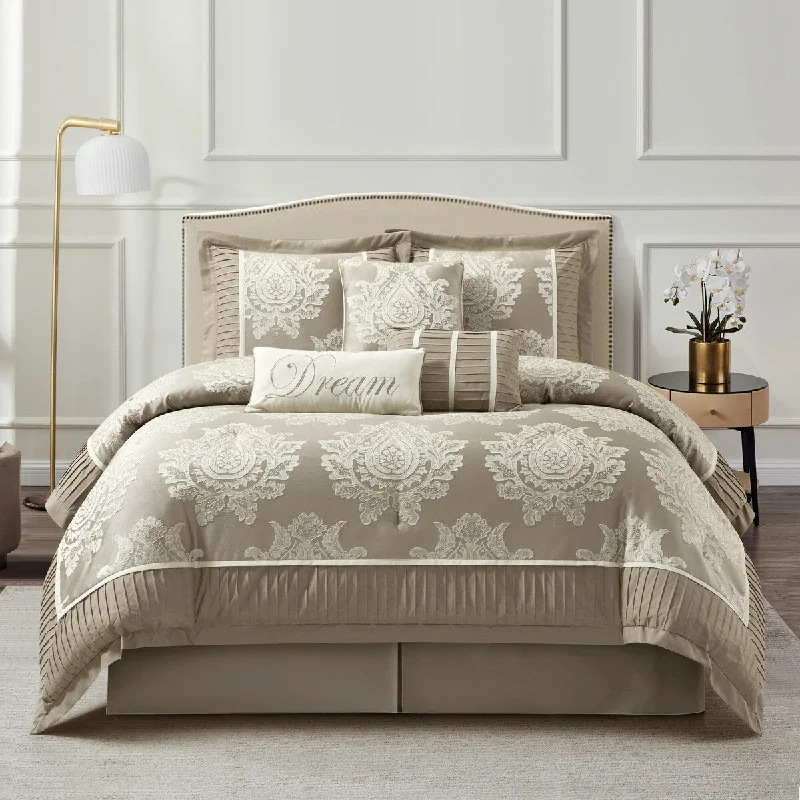 Bamboo - fiber - filled comforters with antibacterial and breathable qualitiesNanshing Tiana 7 Piece Traditional Damask Comforter Set Bamboo - fiber - filled comforters with antibacterial and breathable qualitiesNanshing Tiana 7 Piece Traditional Damask Comforter Set