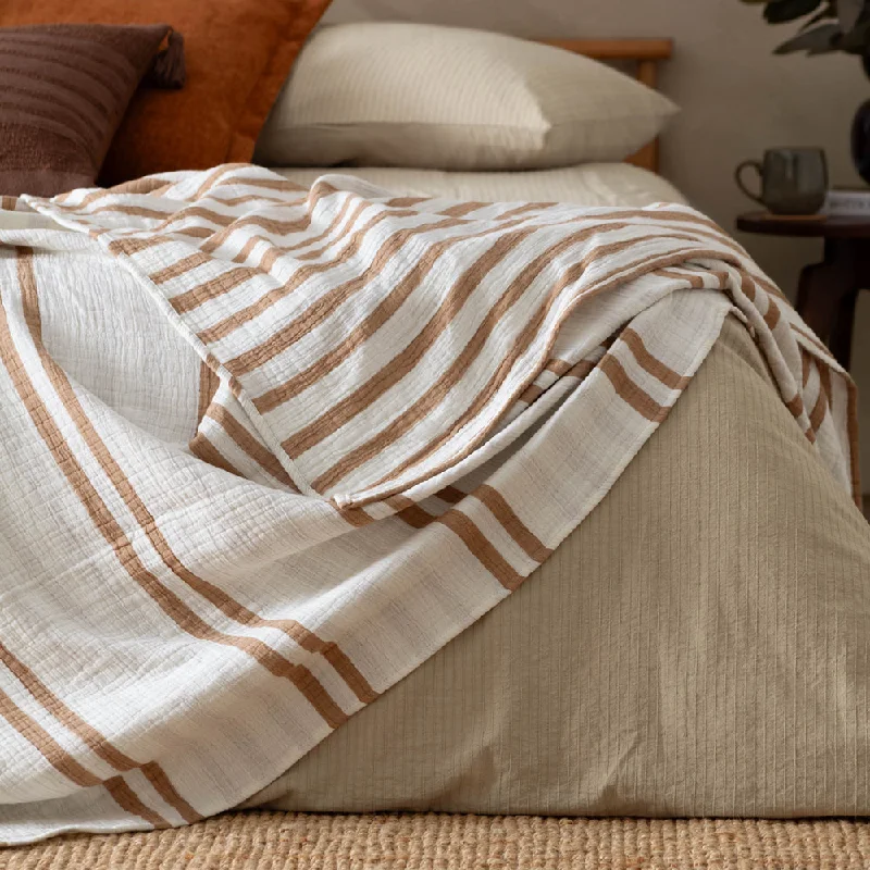 cotton bedspreads for breathability and softnessWoven Stripe 100% Cotton Bedspread Cinnamon cotton bedspreads for breathability and softnessWoven Stripe 100% Cotton Bedspread Cinnamon