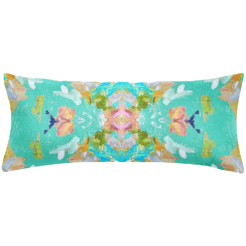 Plush Pillows for a Cozy BedStained Glass Turquoise 14x36 Pillow