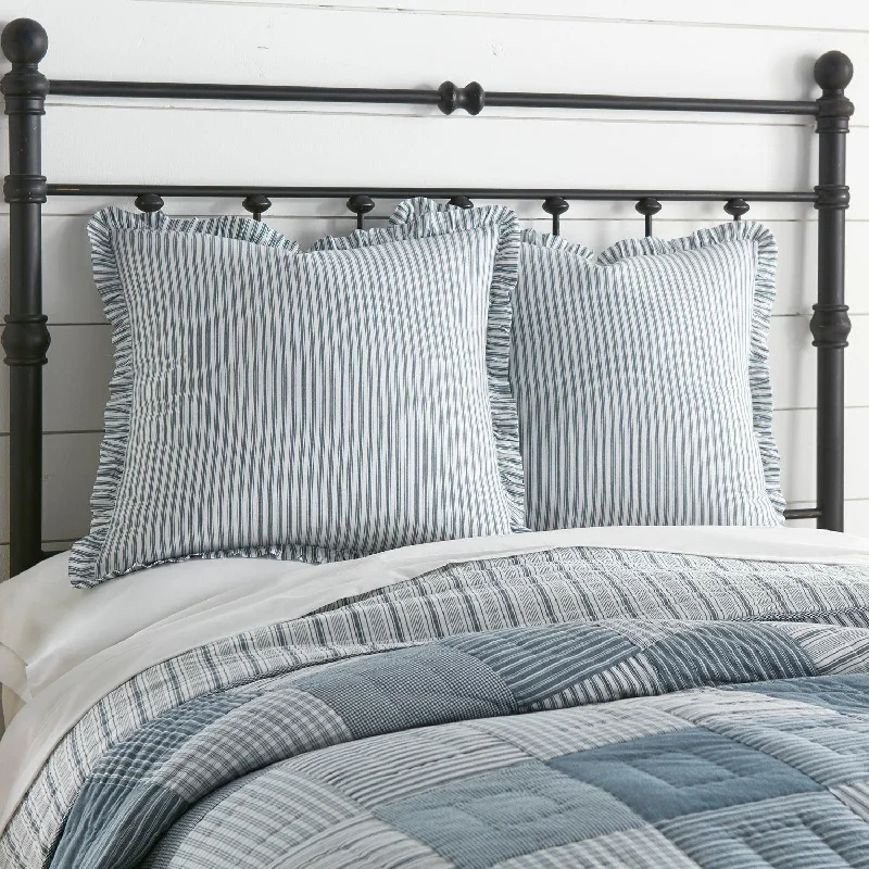 Cooling Pillows for Hot SleepersSawyer Mill Blue Ticking Stripe Fabric Euro Sham 26x26 VHC Brands