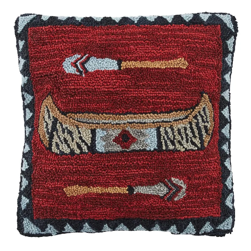 Square Pillows for Modern Home DecorWilderness Canoe Hooked Pillow Down Feather Fill 18"x18" - Park Designs Square Pillows for Modern Home DecorWilderness Canoe Hooked Pillow Down Feather Fill 18"x18" - Park Designs