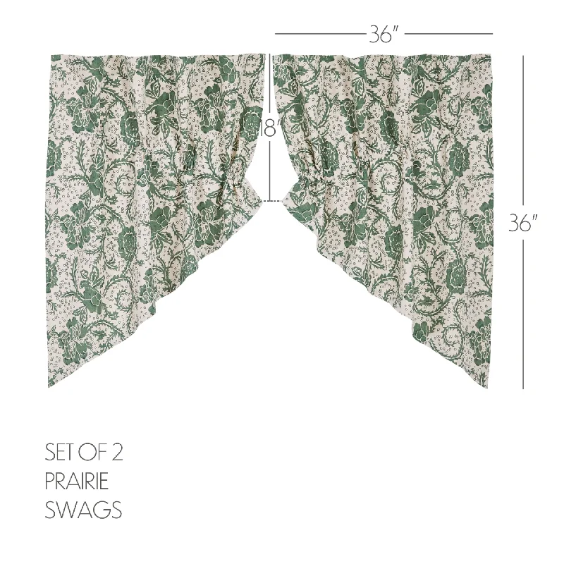 Bed skirts with a tropical print for a vacation - inspired feelDorset Green Floral Prairie Swag Set of 2 36x36x18 Bed skirts with a tropical print for a vacation - inspired feelDorset Green Floral Prairie Swag Set of 2 36x36x18