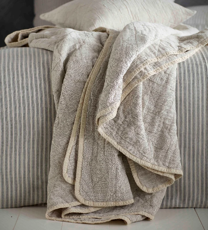 coastal style bedspreads with nautical elements like anchors and stripes for beach - themed roomsBlack and Natural Stripe 100% Cotton Quilted Throw coastal style bedspreads with nautical elements like anchors and stripes for beach - themed roomsBlack and Natural Stripe 100% Cotton Quilted Throw