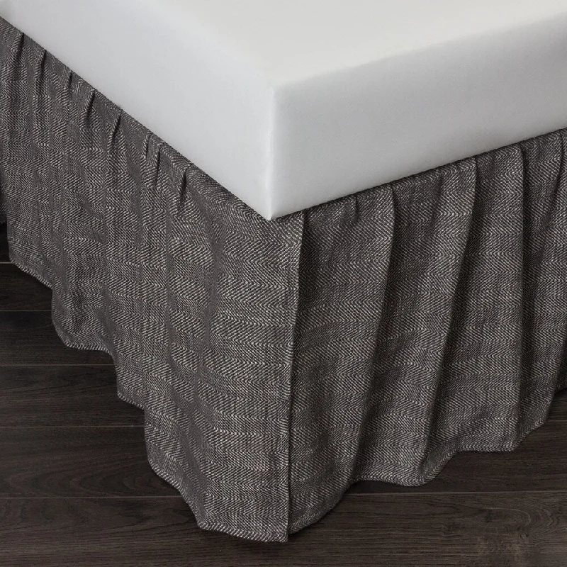 Bed skirts with a vintage - inspired patternCottage Home Lennord Charcoal Cotton 3 Piece Tuck in Bed Skirt Bed skirts with a vintage - inspired patternCottage Home Lennord Charcoal Cotton 3 Piece Tuck in Bed Skirt