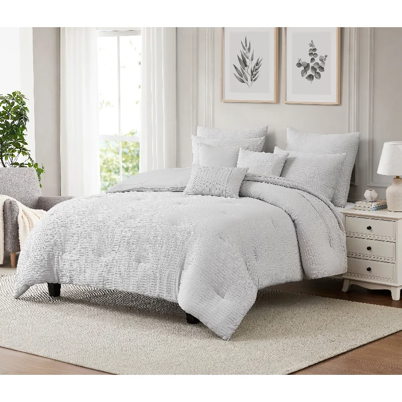 Down - filled comforters for supreme warmth and lightnessBryce Pinch Pleat 8-Piece Comforter Set Down - filled comforters for supreme warmth and lightnessBryce Pinch Pleat 8-Piece Comforter Set