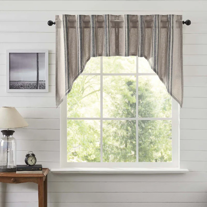 Bed skirts with a country - style patternGrain Sack Charcoal Swag Set of 2 36x36x16