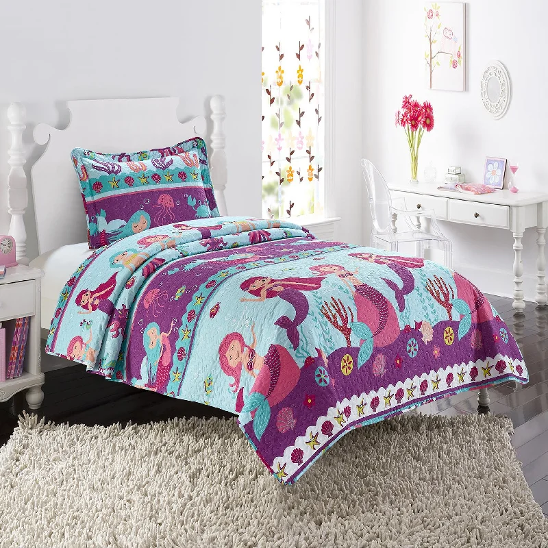 rustic farmhouse bedspreads with patchwork designs for a cozy feelAll American Collection Aqua-Purple Mermaid Bedspread Set rustic farmhouse bedspreads with patchwork designs for a cozy feelAll American Collection Aqua-Purple Mermaid Bedspread Set
