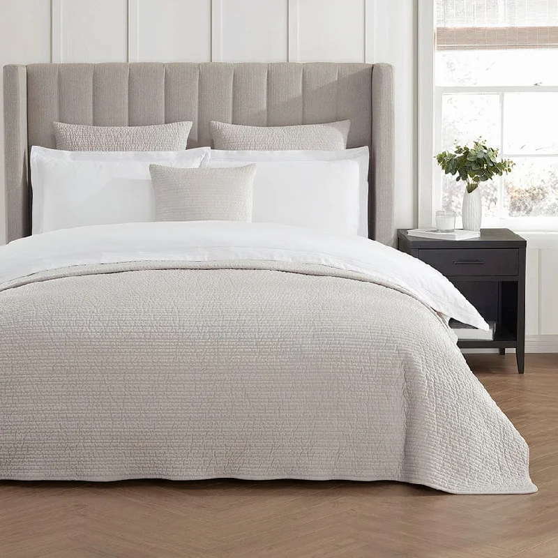 coastal style bedspreads with nautical elements like anchors and stripes for beach - themed roomsMilan Textured Matte Bedspread 99" x 103" - Champagne