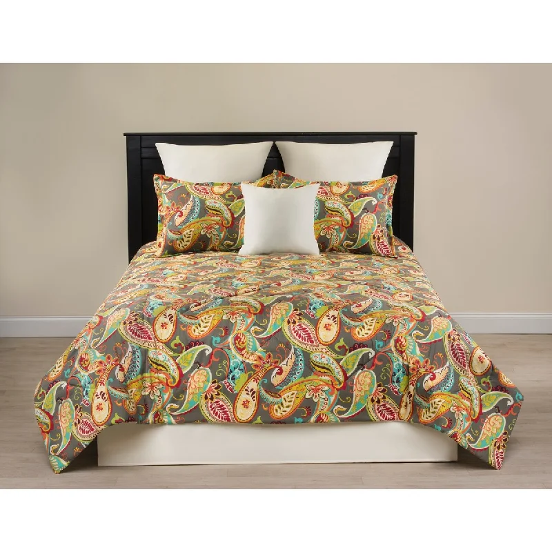 Bamboo - fiber - filled comforters with antibacterial and breathable qualitiesWhimsy grey paisley comforter set