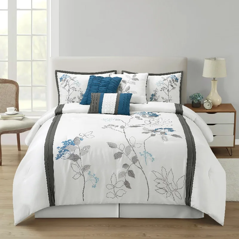 Duck down comforters with a softer feel and good warmth retentionNanshing Tracy 7-Piece Minimalist Botanical Comforter Set