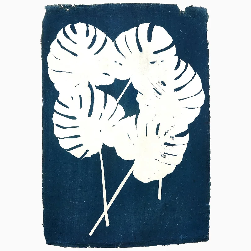 Cotton Pillows for Natural ComfortSplit Leaf Philodendron Cyanotype