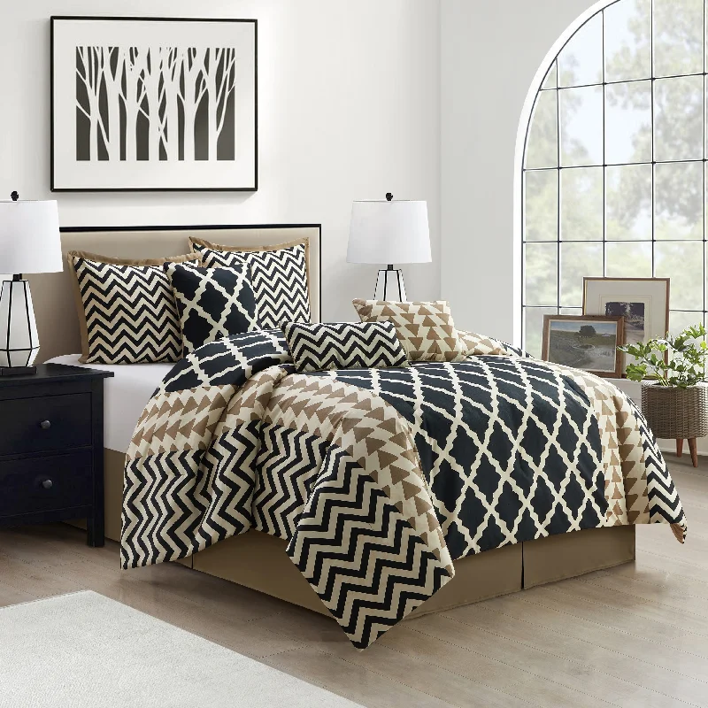 Queen - size comforters for standard queen - sized mattressesNanshing Davina 7 Piece Geometric Reversible Comforter Set