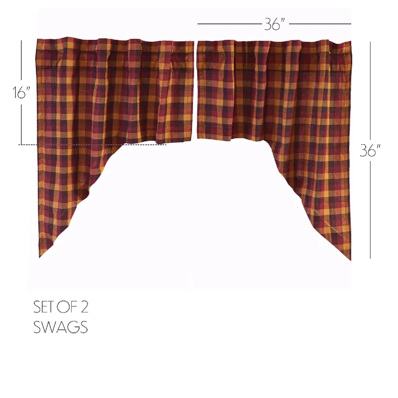 Bed skirts with a soft fleece lining for added comfortHeritage Farms Primitive Check Swag Set of 2 36x36x16 Bed skirts with a soft fleece lining for added comfortHeritage Farms Primitive Check Swag Set of 2 36x36x16