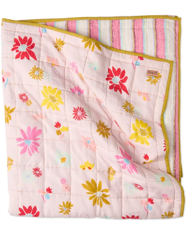 cotton bedspreads for breathability and softnessRise And Shine Reversible Linen Quilted Bedspread