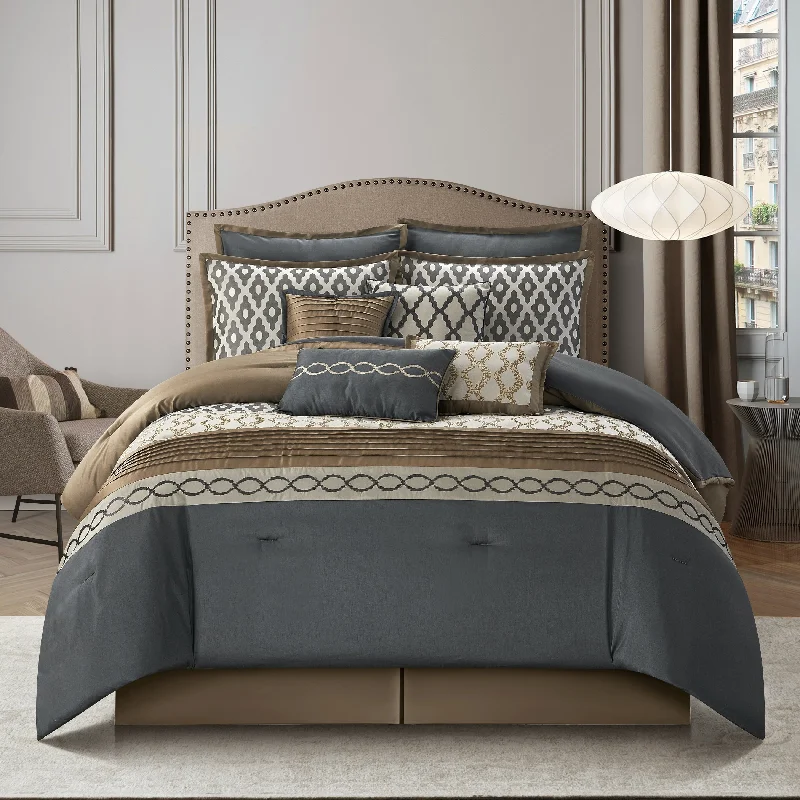 Bamboo - fiber - filled comforters with antibacterial and breathable qualitiesNanshing Calvin Luxury10-Piece Geometric Comforter Set Bamboo - fiber - filled comforters with antibacterial and breathable qualitiesNanshing Calvin Luxury10-Piece Geometric Comforter Set