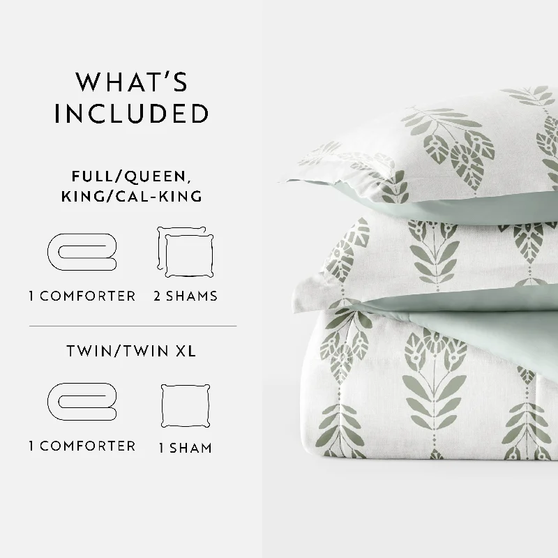 Duck down comforters with a softer feel and good warmth retentionBecky Cameron Folk Leaves Pattern Reversible Comforter Set