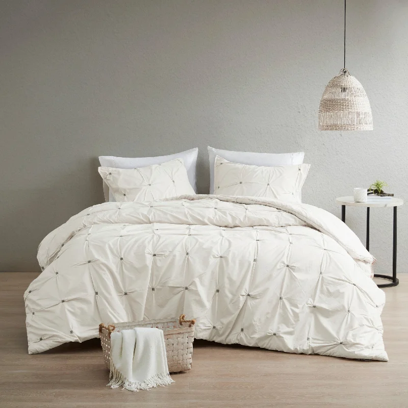 Microfiber - filled comforters that are lightweight and easy to care forINK+IVY Masie 3 Piece Elastic Embroidered Cotton Comforter Set