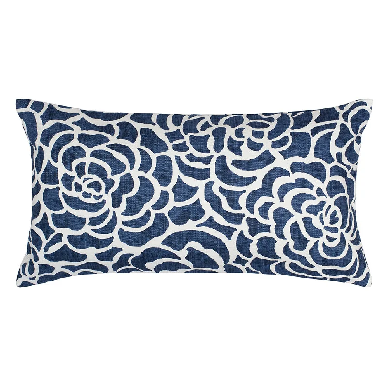 Velvet Pillows for a Touch of EleganceNavy Peony Throw Pillow