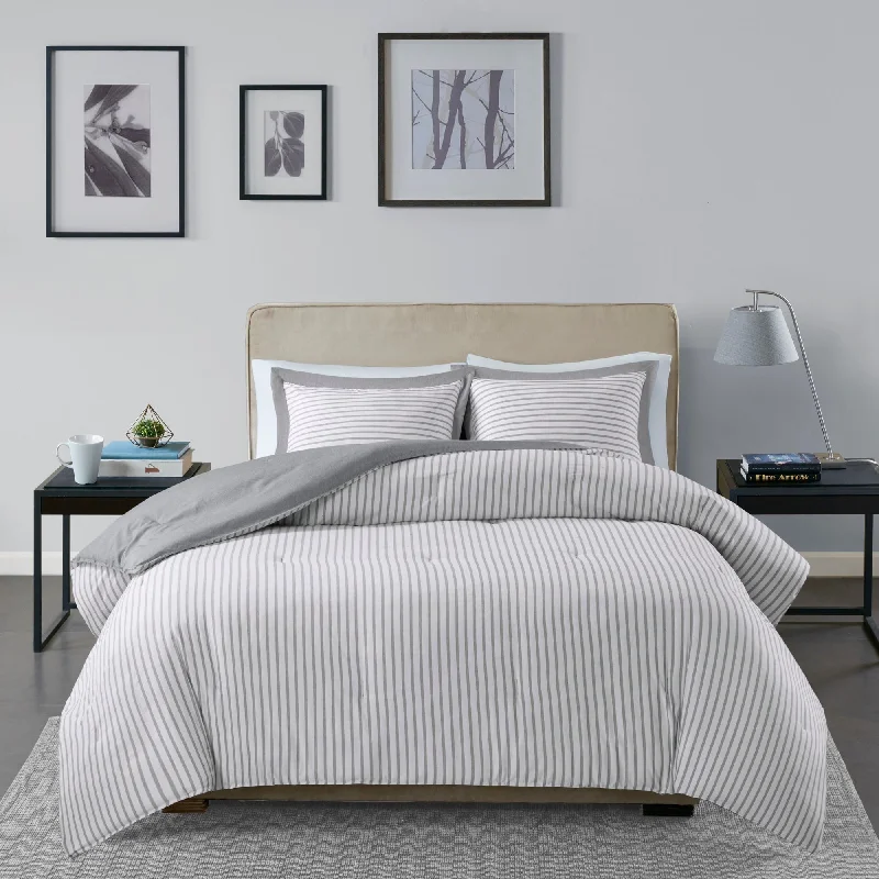 Silk - filled comforters for a luxurious and smooth touchMadison Park Essentials Braydon Reversible Yarn Dyed Stripe Down Alternative Comforter Set