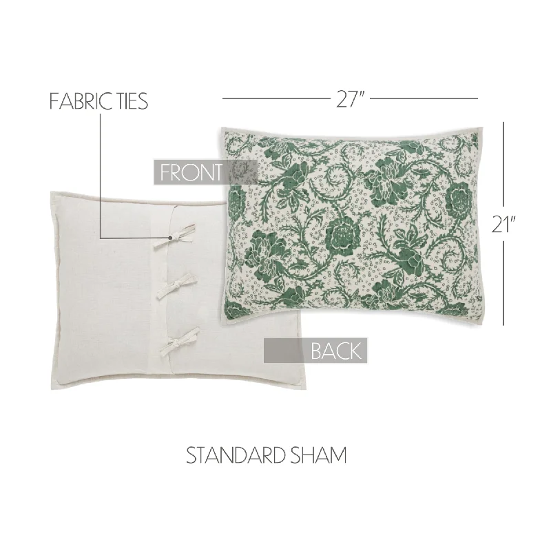 Bed skirts with a soft fleece lining for added comfortDorset Green Floral Standard Sham 21x27 Bed skirts with a soft fleece lining for added comfortDorset Green Floral Standard Sham 21x27