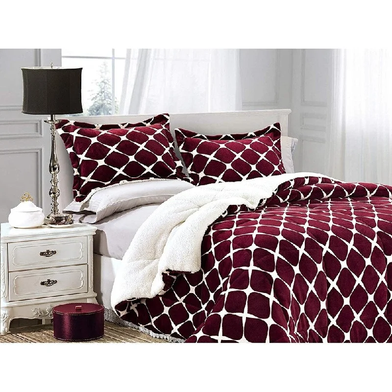 Silk - filled comforters for a luxurious and smooth touchElegant Comfort 3-Piece Bloomingdale Pattern Sherpa-Backing Reversible Comforter Set Silk - filled comforters for a luxurious and smooth touchElegant Comfort 3-Piece Bloomingdale Pattern Sherpa-Backing Reversible Comforter Set