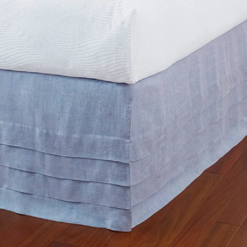 Bed skirts with a mermaid - themed printLayla Capri Blue Linen Panel Bed Skirt - King Bed skirts with a mermaid - themed printLayla Capri Blue Linen Panel Bed Skirt - King