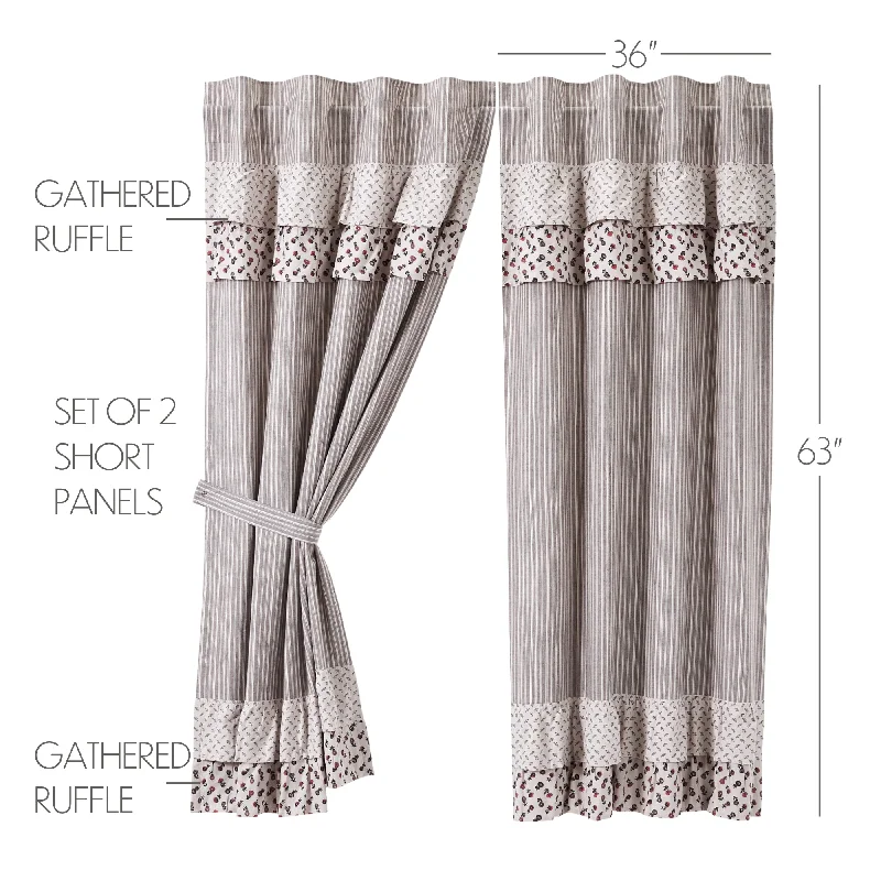 Bed skirts with a Christmas - themed patternFlorette Ruffled Short Panel Set of 2 63x36 Bed skirts with a Christmas - themed patternFlorette Ruffled Short Panel Set of 2 63x36