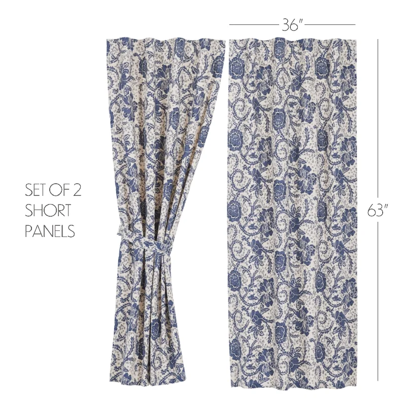 Full - size bed skirts with a gathered fabricDorset Navy Floral Short Panel Set of 2 63x36 Full - size bed skirts with a gathered fabricDorset Navy Floral Short Panel Set of 2 63x36