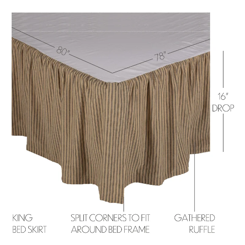 Bed skirts with a tie - back design for adjustabilityFarmhouse Star Ticking Stripe King Bed Skirt 78x80x16 Bed skirts with a tie - back design for adjustabilityFarmhouse Star Ticking Stripe King Bed Skirt 78x80x16