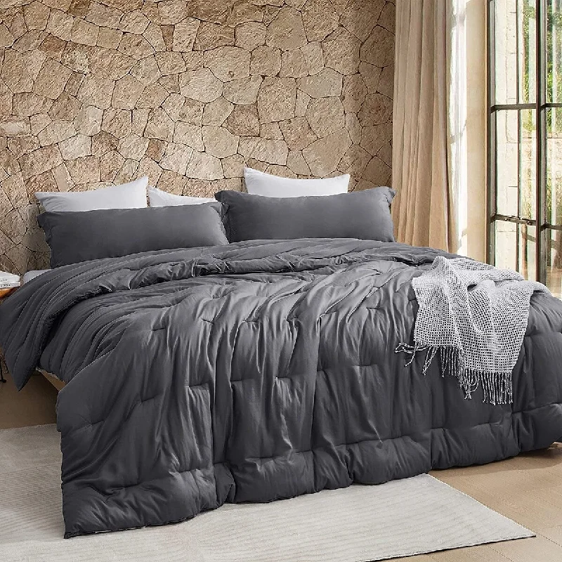 Down - filled comforters for supreme warmth and lightnessButter - Coma Inducer® Oversized Cooling Comforter Set - Peppercorn Gray Down - filled comforters for supreme warmth and lightnessButter - Coma Inducer® Oversized Cooling Comforter Set - Peppercorn Gray