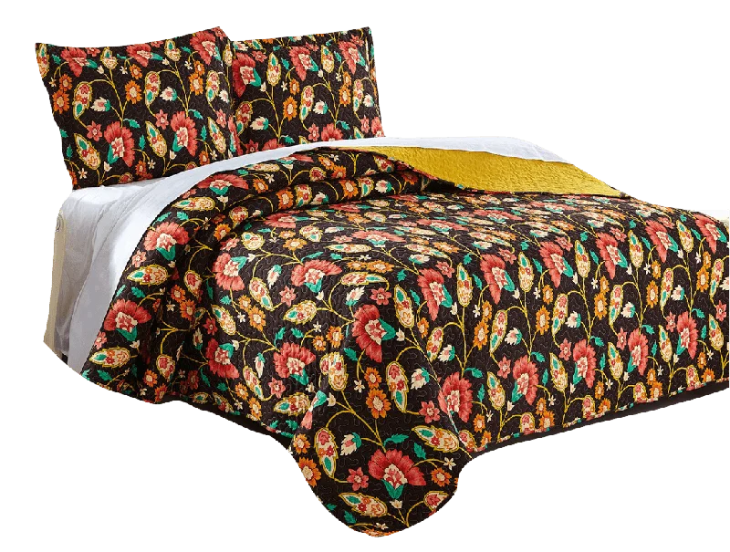 victorian style bedspreads with intricate embroidery for a classic and elegant touchDaDa Bedding Marigold’s Floral Brown Yellow Botanical Garden Quilted Bedspread Set (HS-3330) victorian style bedspreads with intricate embroidery for a classic and elegant touchDaDa Bedding Marigold’s Floral Brown Yellow Botanical Garden Quilted Bedspread Set (HS-3330)
