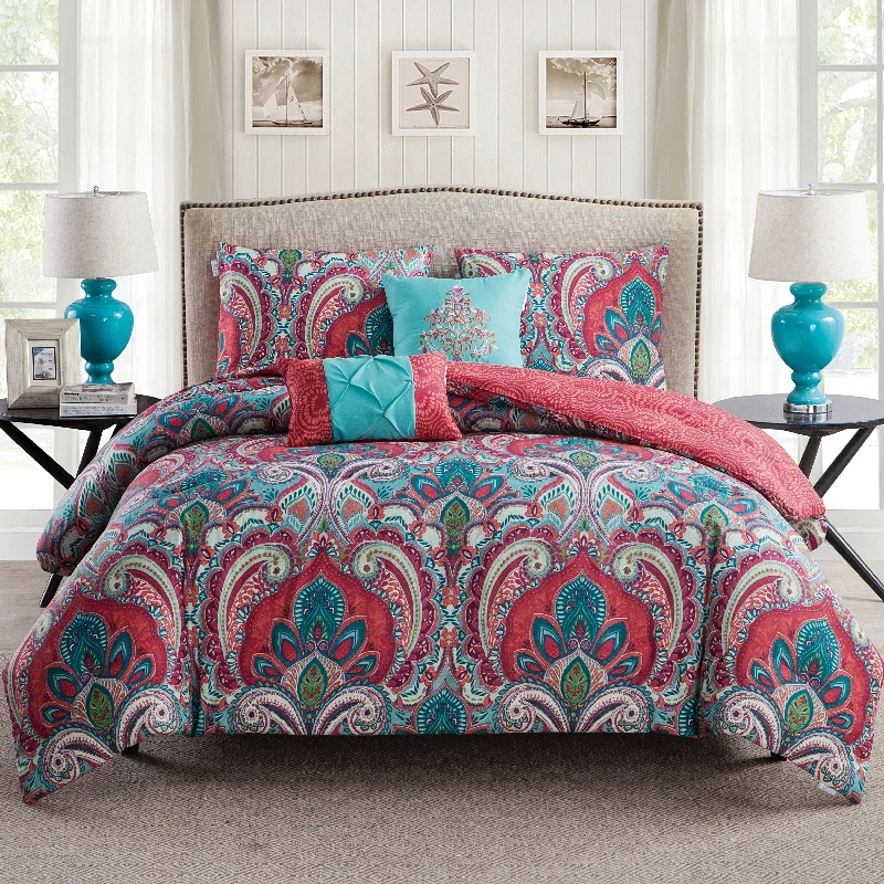 Bamboo - fiber - filled comforters with antibacterial and breathable qualitiesVCNY Home Casa Re'al Damask Reversible Comforter Set