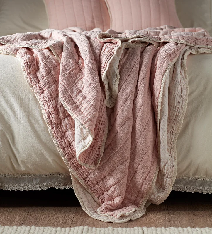 cotton bedspreads for breathability and softnessBlush Pink Vivienne 100% Cotton Quilted Throw cotton bedspreads for breathability and softnessBlush Pink Vivienne 100% Cotton Quilted Throw