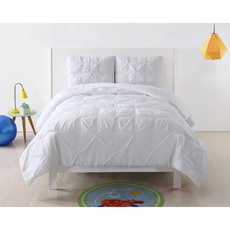 Cotton Pillows for Natural ComfortMy World Pinch Pleat Solid 3-piece Duvet Set