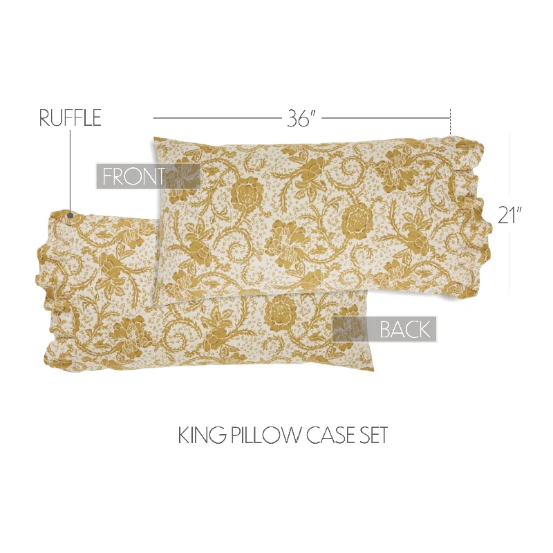 Bed skirts with a paisley print for an exotic feelDorset Gold Floral Ruffled King Pillow Case Set of 2 21x36+4 Bed skirts with a paisley print for an exotic feelDorset Gold Floral Ruffled King Pillow Case Set of 2 21x36+4